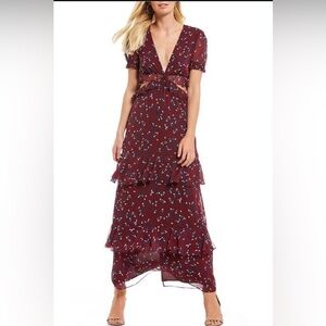 Wayf floral cut out Lavina Tiered Maxi Dress